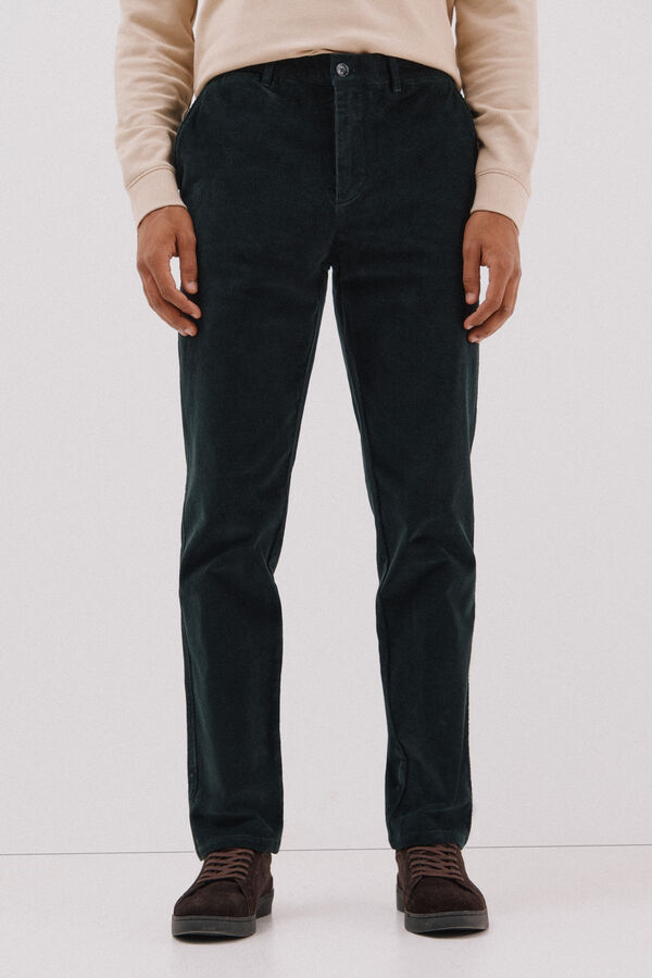 Cortefiel Pantal&oacute;n chino pana Verde oscuro