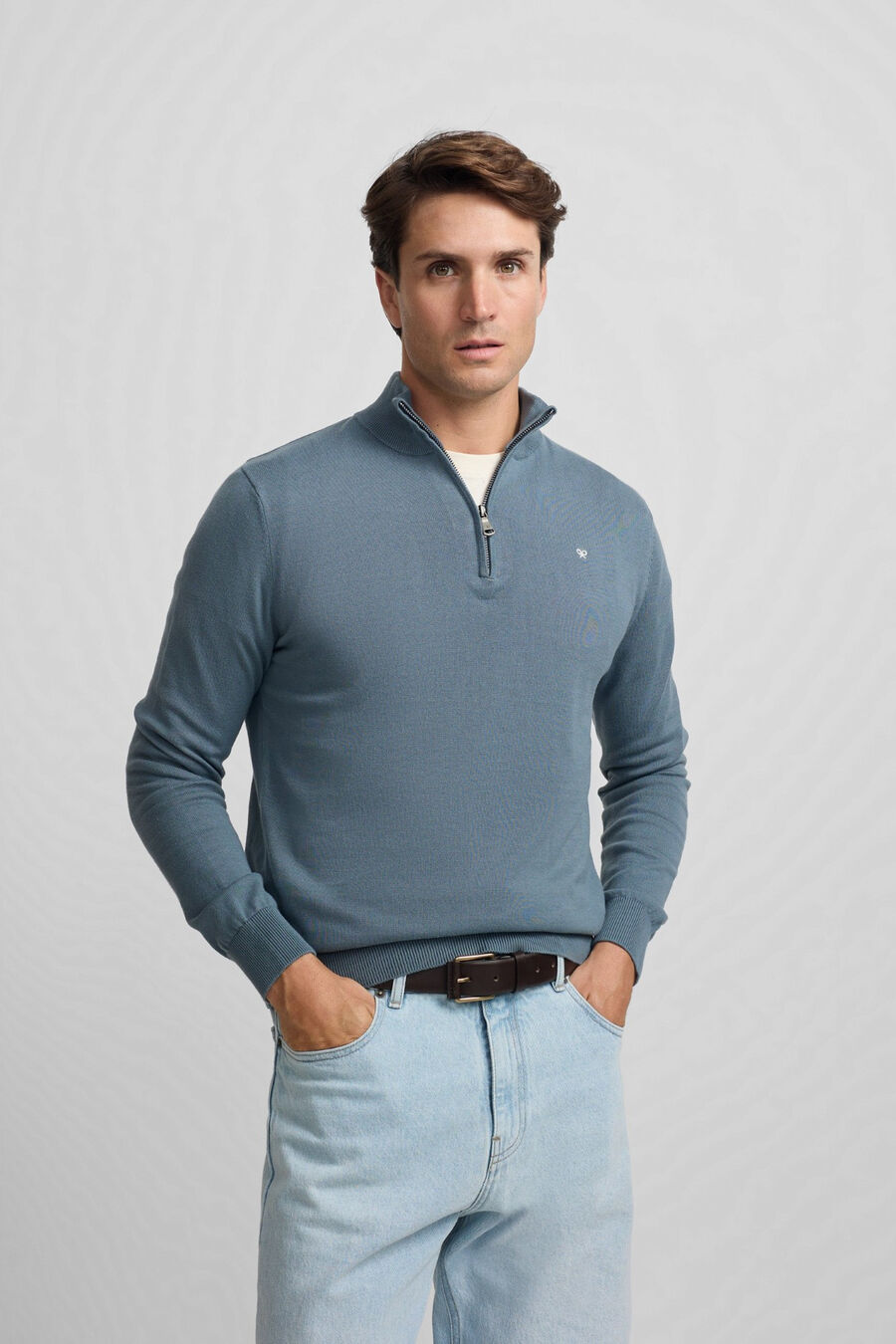 Jersey liso media cremallera