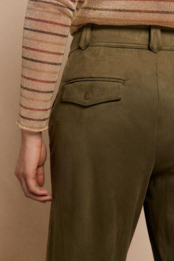 Slowlove Suede pleated trousers Green