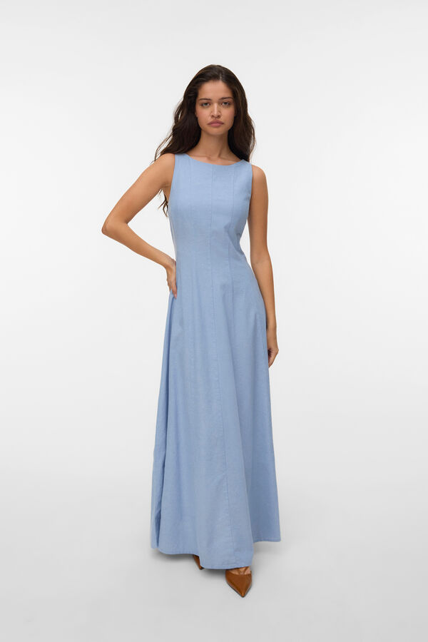 sachin and babi light blue dress Red Puff Sleeve Cotton Maxi Dress – shopaleena main image 0