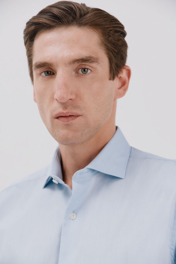 Cortefiel Plain easy-iron dress shirt Blue