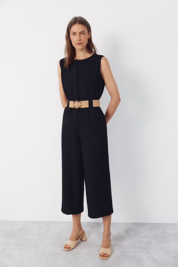 Cortefiel Belted jumpsuit Black