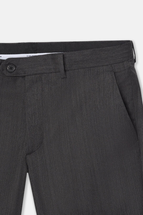 Silbon Calça clássicas de terno em espinha de espiga Cinzento