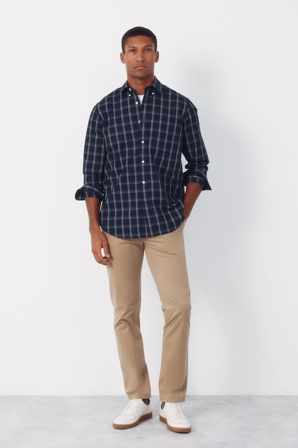 Cortefiel Camisa cuadros denim Azul