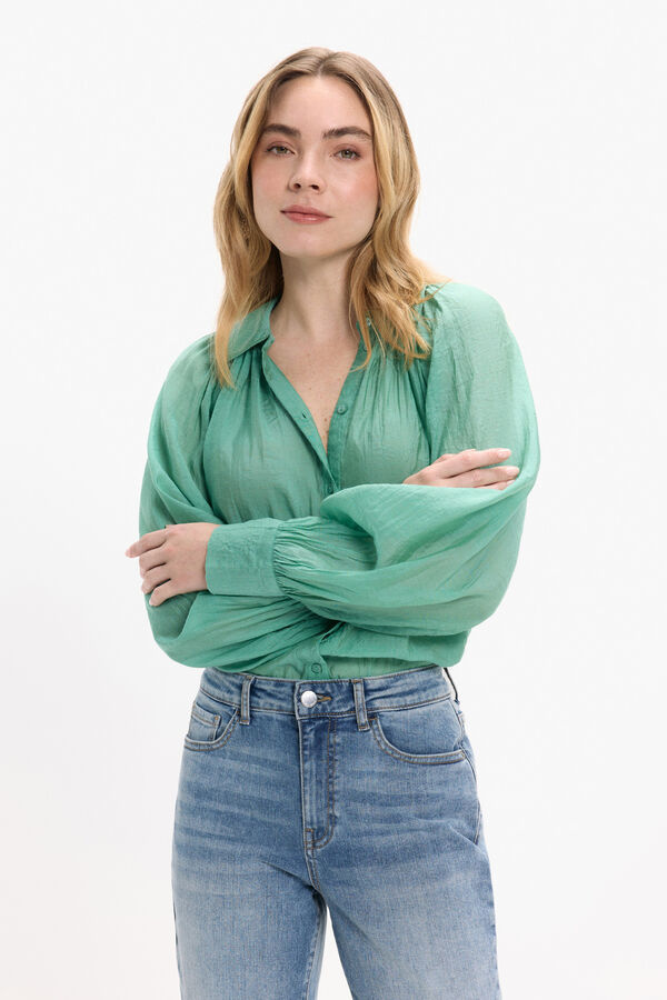 Vila Blusa manga larga abullonada Green
