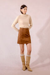 Molly Bracken Saia curta com efeito camur&ccedil;a Castanho