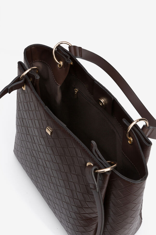Vilanova Bolso shopper con textura de trama Brown