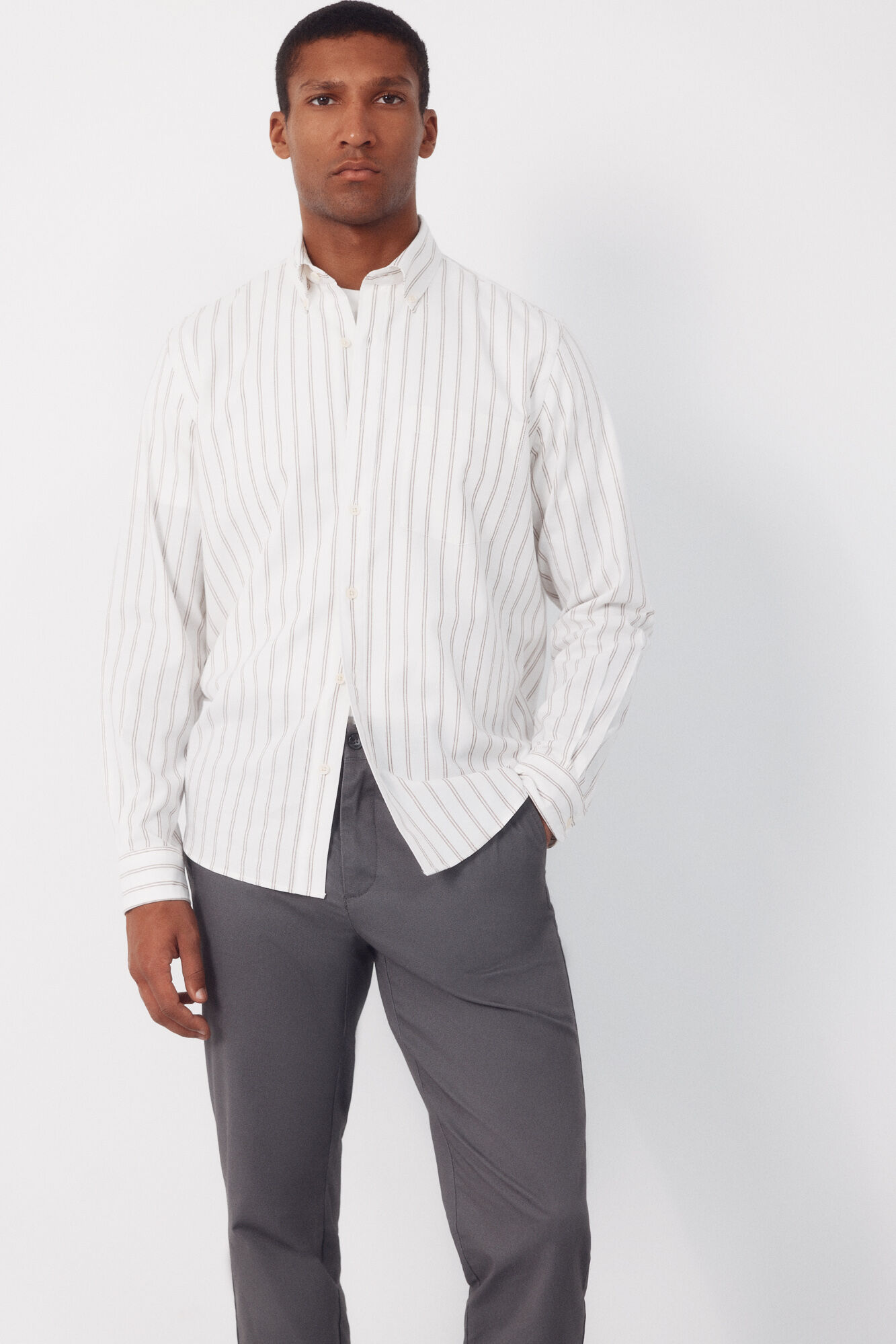 Cortefiel Camisa rayas oxford slub