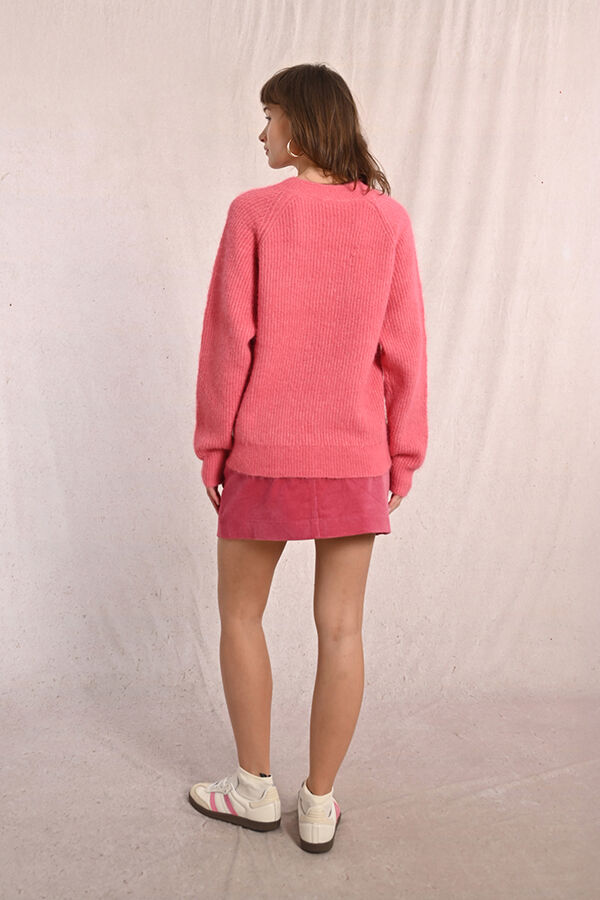 Molly Bracken Camisola de manga comprida com detalhe de bot&atilde;o Vermelho