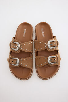 Slowlove Sand&aacute;lia de pele com tachas