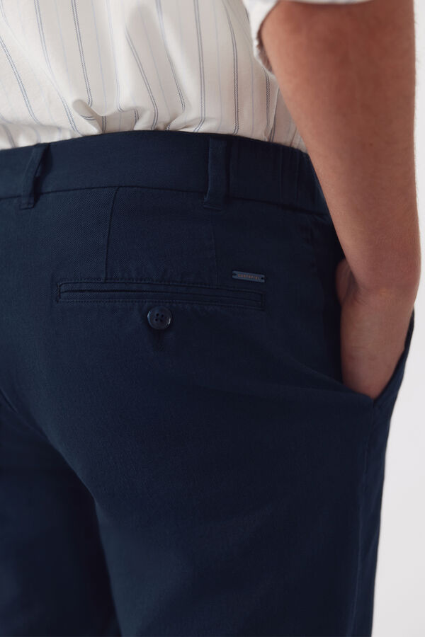 Cortefiel Pantal&oacute;n chino algod&oacute;n-lino regular Turquesa