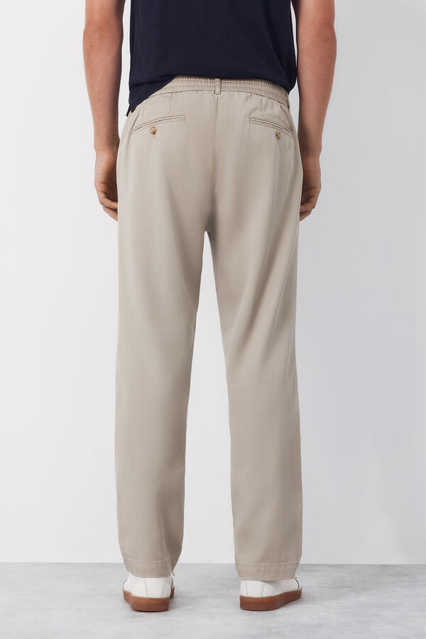 Cortefiel Pantal&oacute;n chino algod&oacute;n tencel tapered Beige
