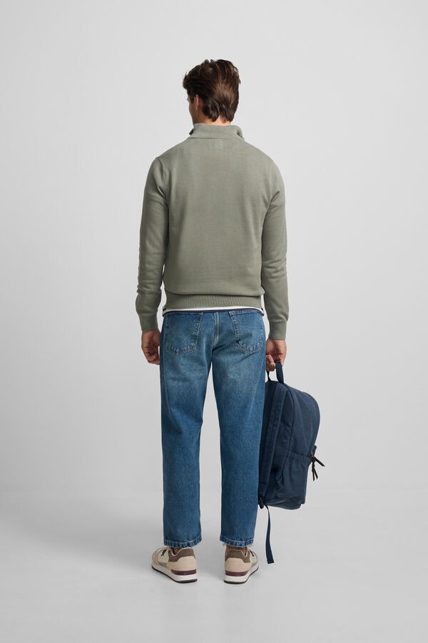 Silbon Jersey liso media cremallera Kaki