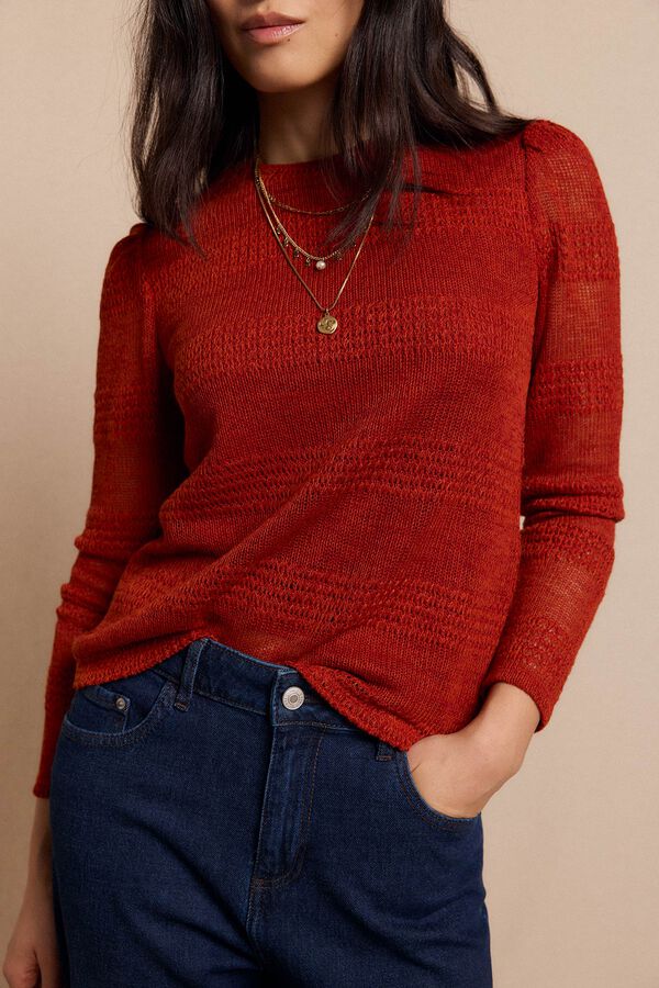 Slowlove Rustic structured long sleeve top Orange