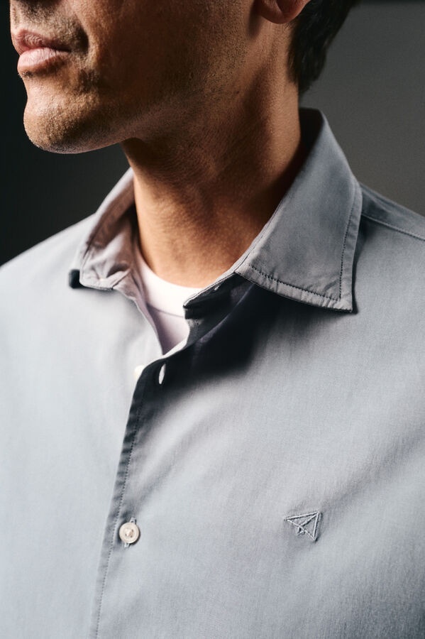 OOTO Camisa twill liso tencel algod&oacute;n Azul