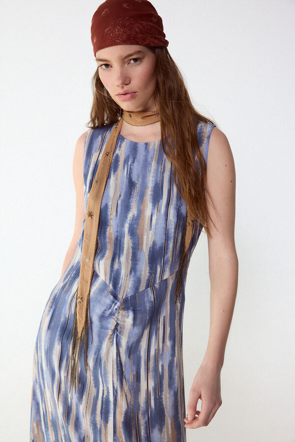 Slowlove Vestido estampado frunce Estampado azul