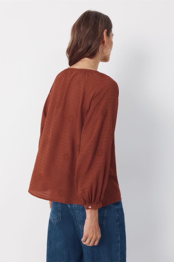 Cortefiel Blusa bordada Laranja