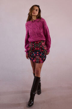 Molly Bracken Long sleeve jersey-knit knit jumper with hearts Lilac