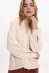 Vila Blusa de manga comprida com gola mao Tostado