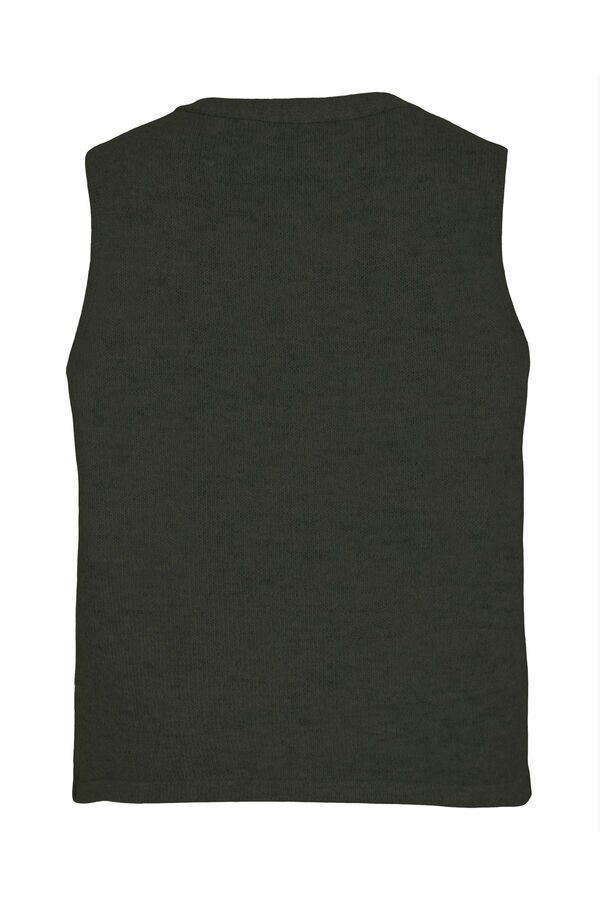 Vila Chaleco de punto con botones joya Verde oscuro