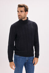 Jack & Jones Jersey de punto trenzado con cuello vuelto Azul marino