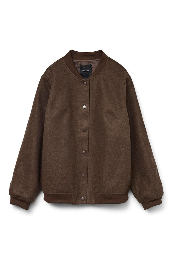 Vero Moda Curve Plus size mandarin collar bomber Dark brown