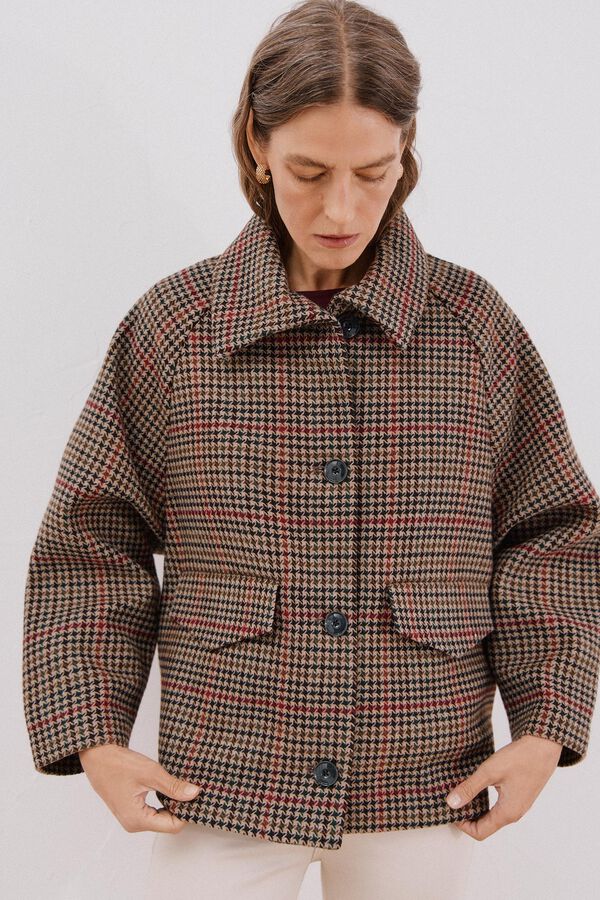 Cortefiel Short fabric coat Brown