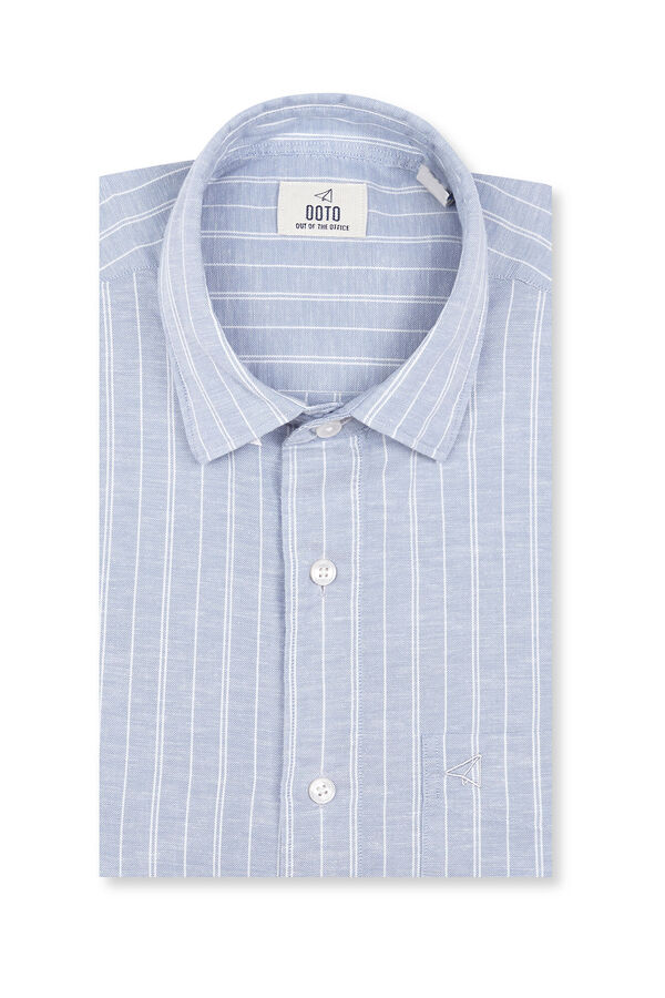 OOTO Camisa algod&oacute;n lino rayas Blue