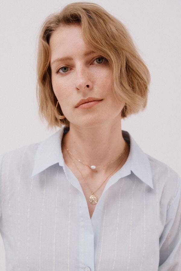 Cortefiel Camisa algod&oacute;n rayas Blue