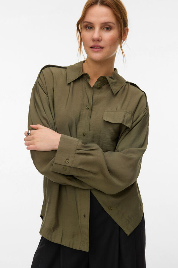 Vero Moda Camisa safari manga larga Verde