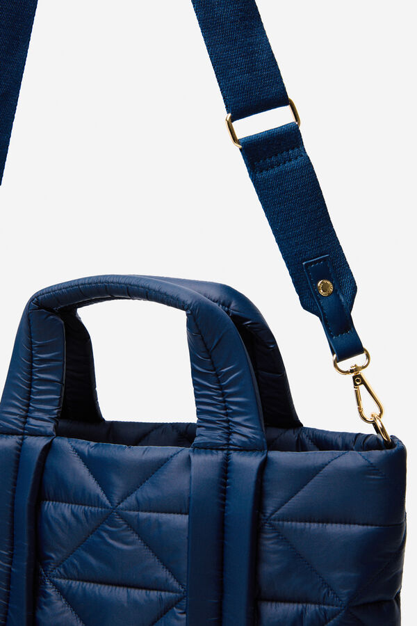 Cortefiel Bolso shopper nylon acolchado Azul marino