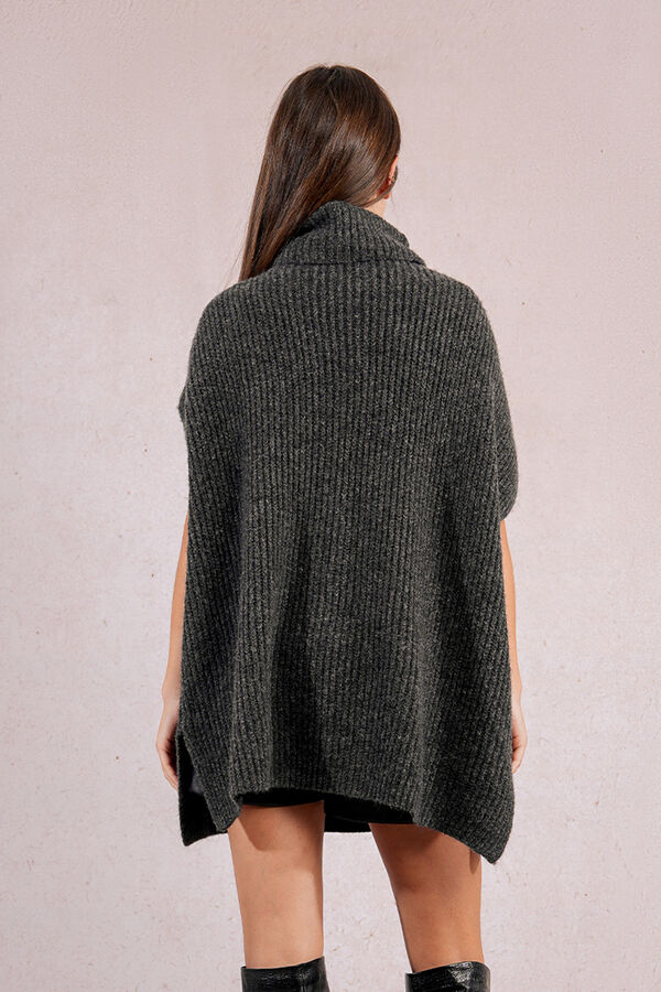 Molly Bracken Asymmetrical poncho with high neck Grey