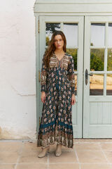 Jaase Vestido largo Sabrina estampado monarch Blue