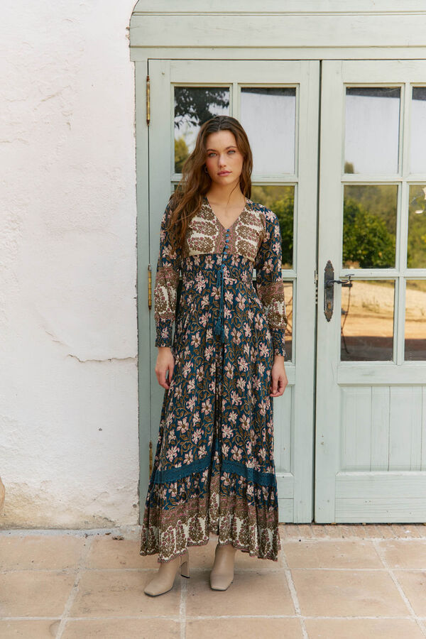 Jaase Vestido largo Sabrina estampado monarch Blue
