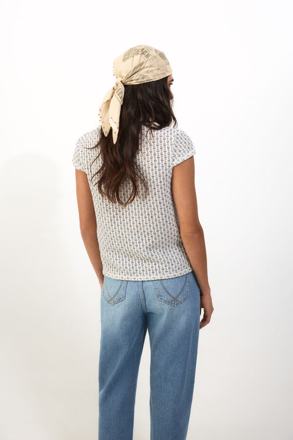 Slowlove Top manga corta crochet Estampado blanco