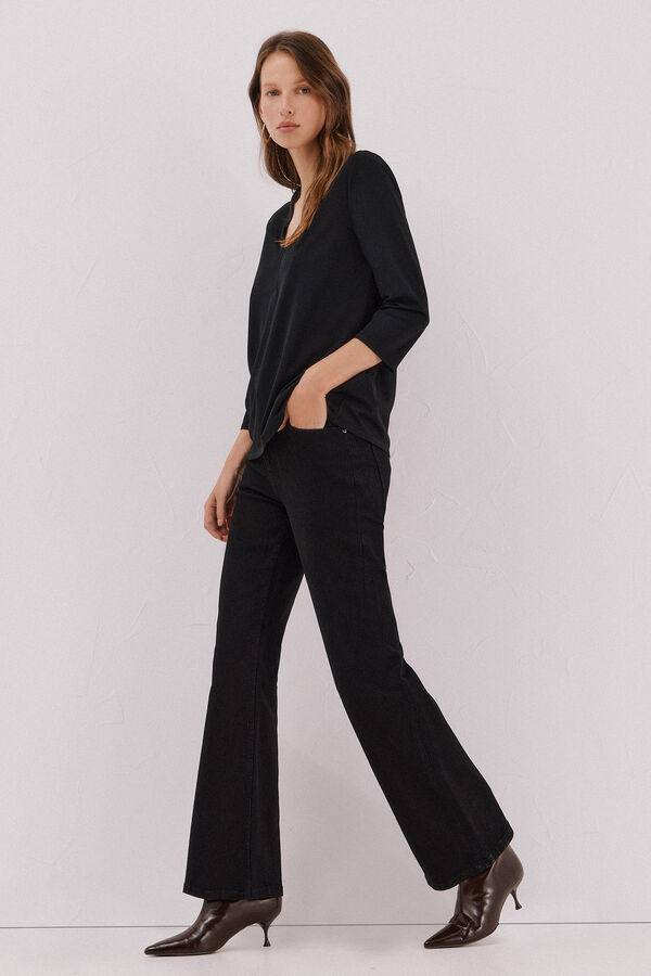 Cortefiel Basic top with mandarin collar Black