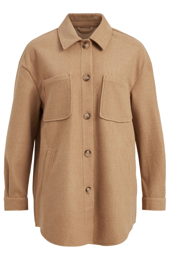 Vila Chaqueta camisera abotonada Marr&oacute;n