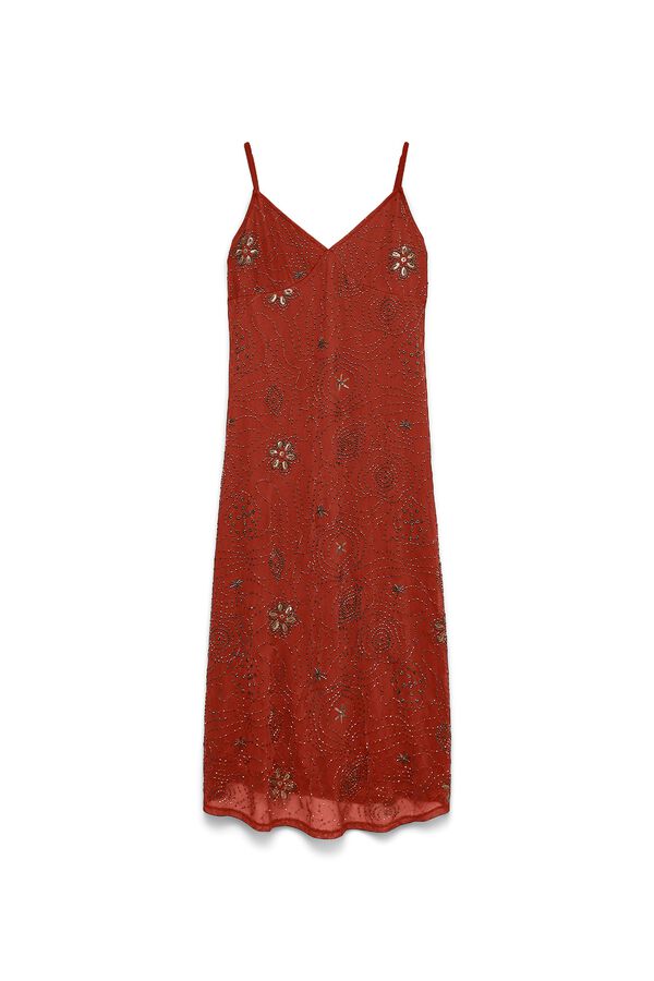 Vero Moda Vestido largo con dise&ntilde;o en relieve Marr&oacute;n