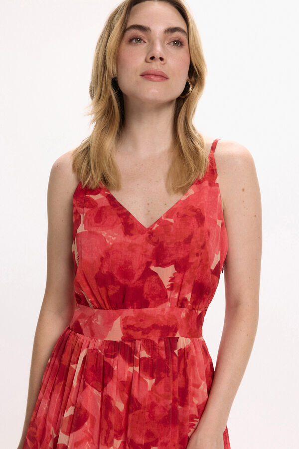 Vila Floral midi dress Red