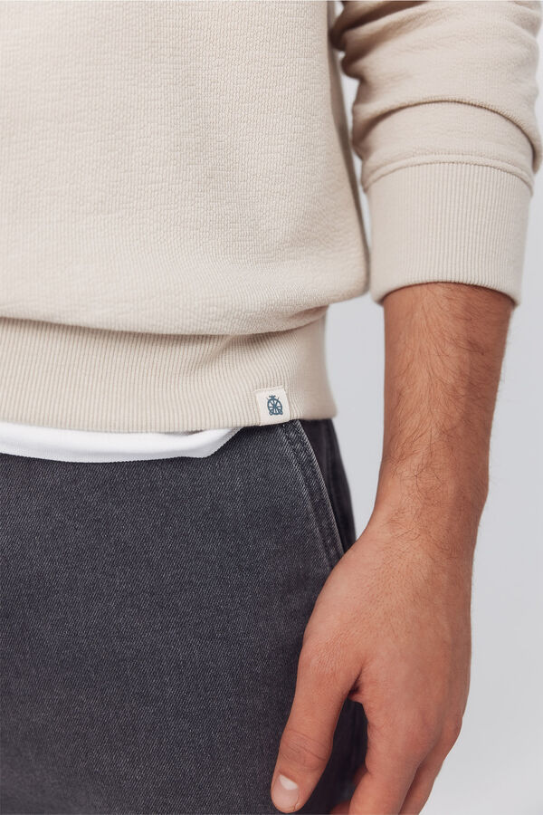 Cortefiel Sudadera estructura cuello caja Beige