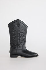 Slowlove Flat leather boot Black