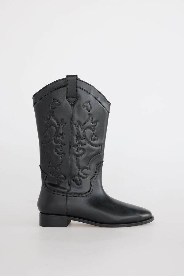 Slowlove Flat leather boot Black