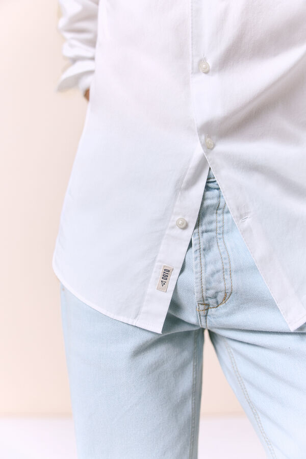 OOTO Camisa cuadros popel&iacute;n manga larga Blanco