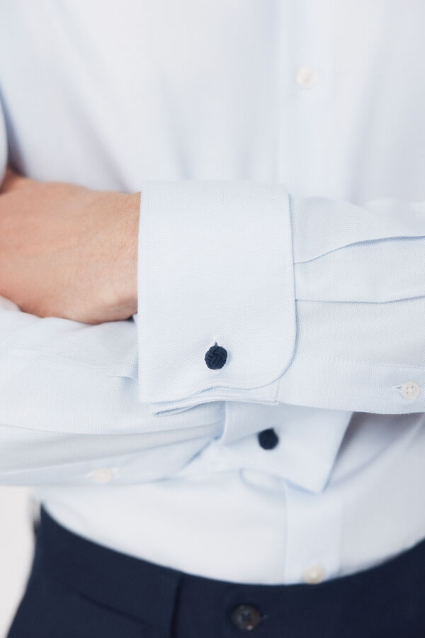 Cortefiel Plain easy-iron dress shirt Blue