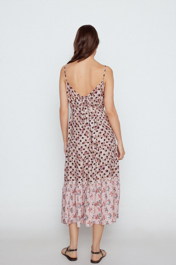 Cortefiel Strapless dress with polka dots Printed
