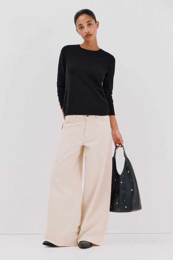 Cortefiel Jersey manga corta Negro