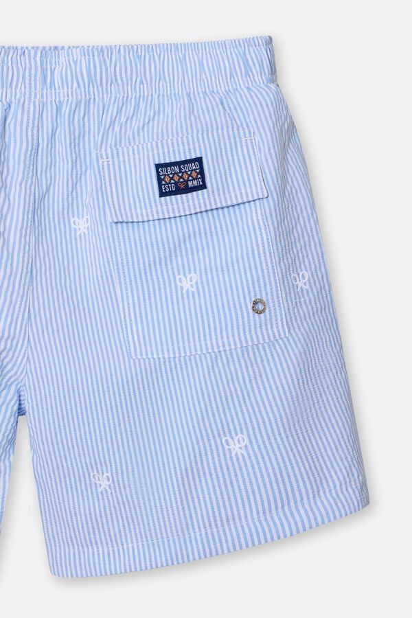 Silbon Cal&ccedil;&atilde;o de banho riscas  Azul