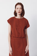 Cortefiel Top bordado Brown