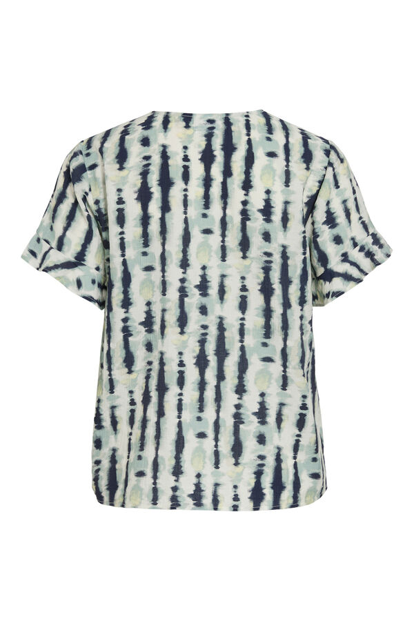 Vila Blusa de manga com folho em viscose Azul