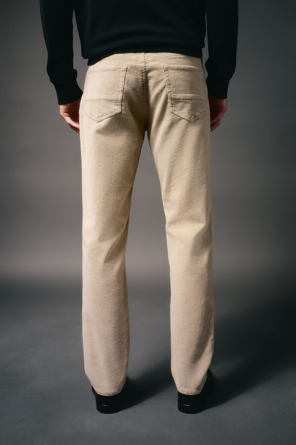 OOTO Pantal&oacute;n 5 bolsillos slim fit pana Beige